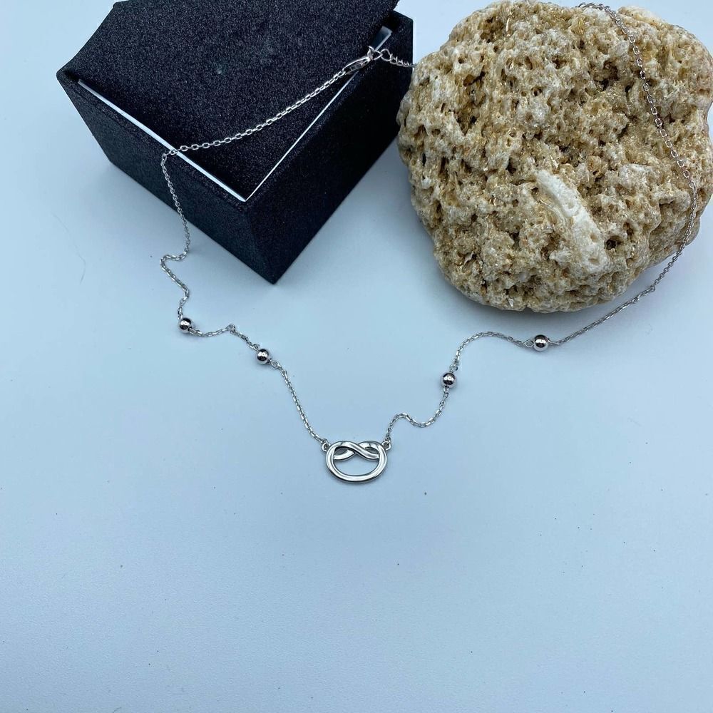 Sterling Silver Love Knot Minimalist Choker Necklace